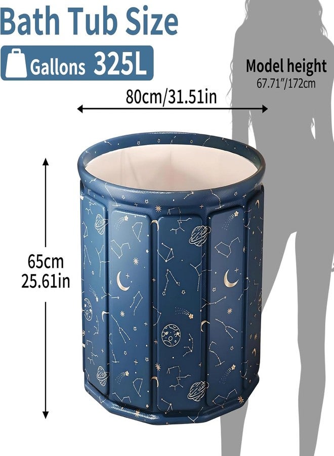 Yopple Foldable Bath Tub for Bathroom SPA Tub for Home Use with Drainage Hole For Adults And Kids Maintains Hot & Cold Water Thickened Insulated Ice Bath Tub for Adults (Blue Galexy Round) - Image 2